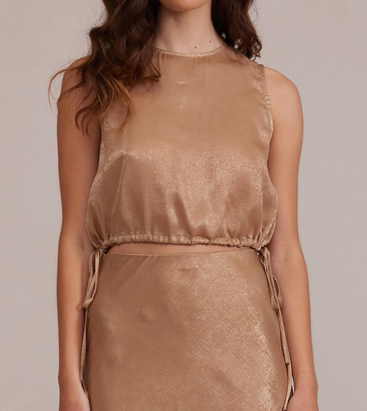LUCY PARIS Thora Tie Top in gold - women's blouse