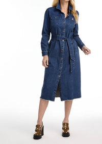 Fdj - denim midi dress with belt