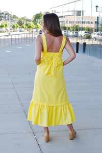 Entro - Solid Square Neck Sleeveless Tiered Midi Dress