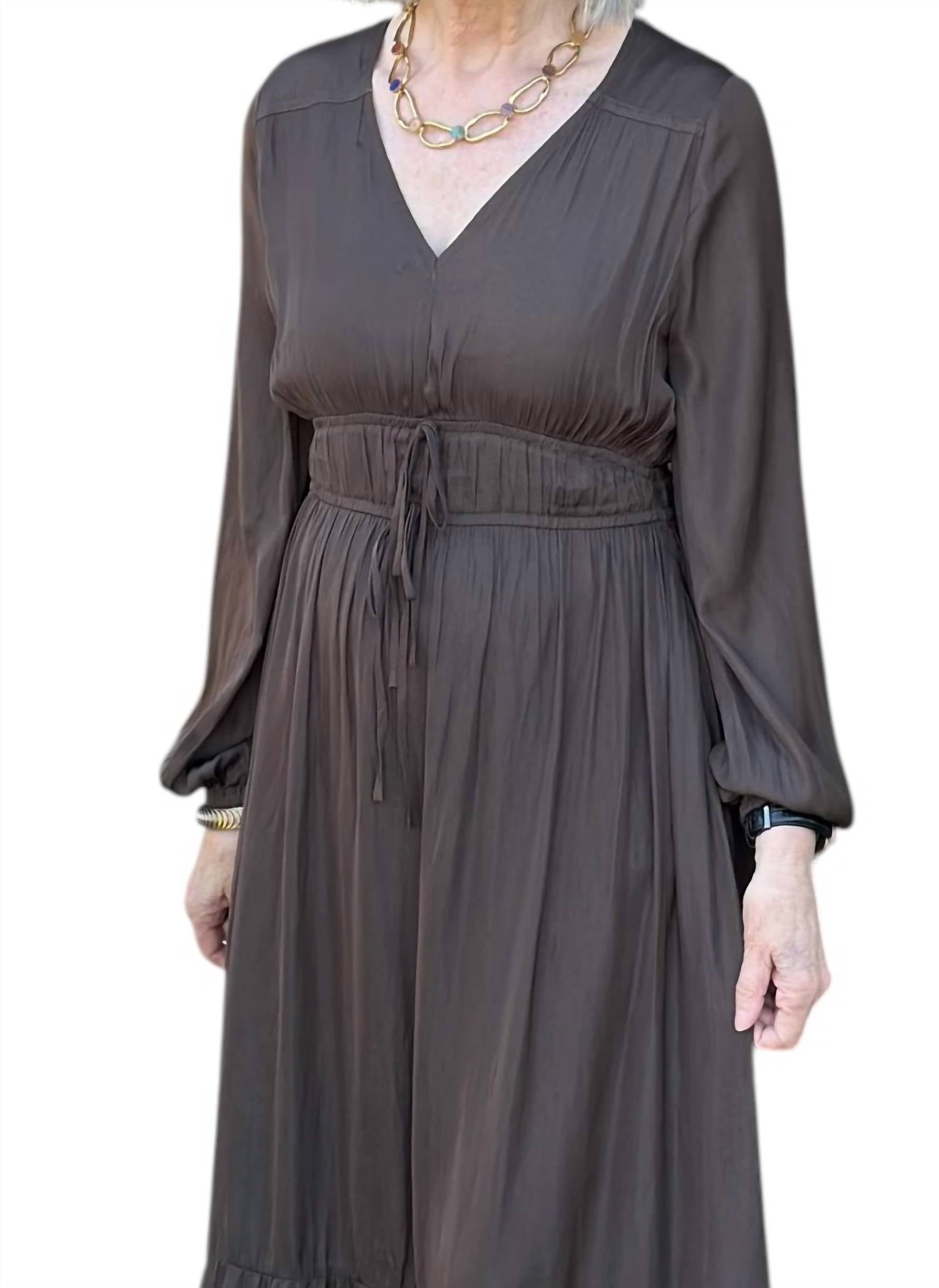 Grade & Gather - Tiered Satin Maxi Dress