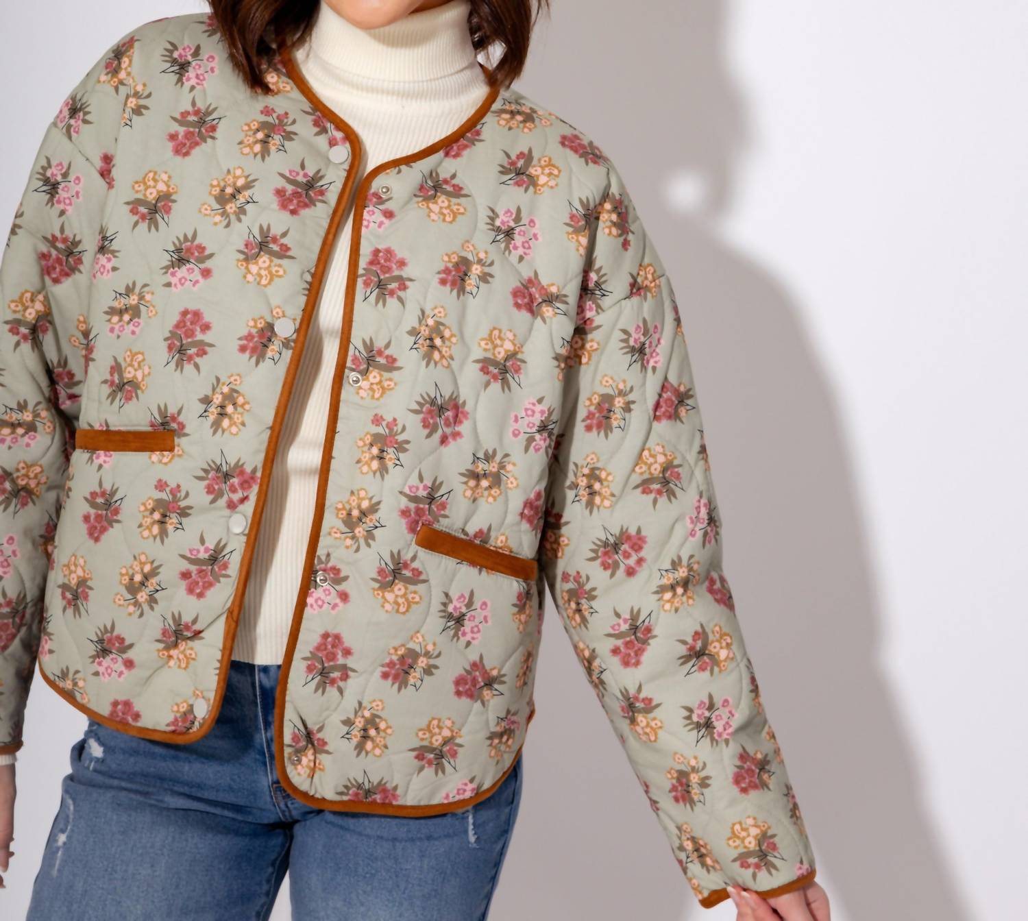 THML Floral Quilted Jacket in multi color - women's jacket - view 7