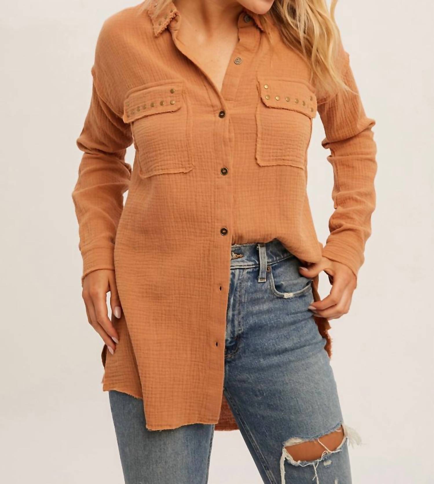Hem & Thread - Brad Effect Button Up Blouse