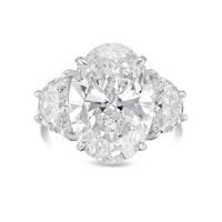 Diana M Jewels - 4.00 Ct Lab-grown Oval-shaped Diamond Ring With 0.60 Ct Half Moon Accents