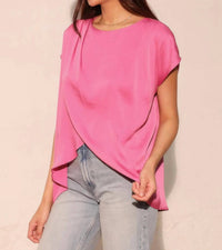 Tyche - Washed Poly Silk Tulip Tunic Top
