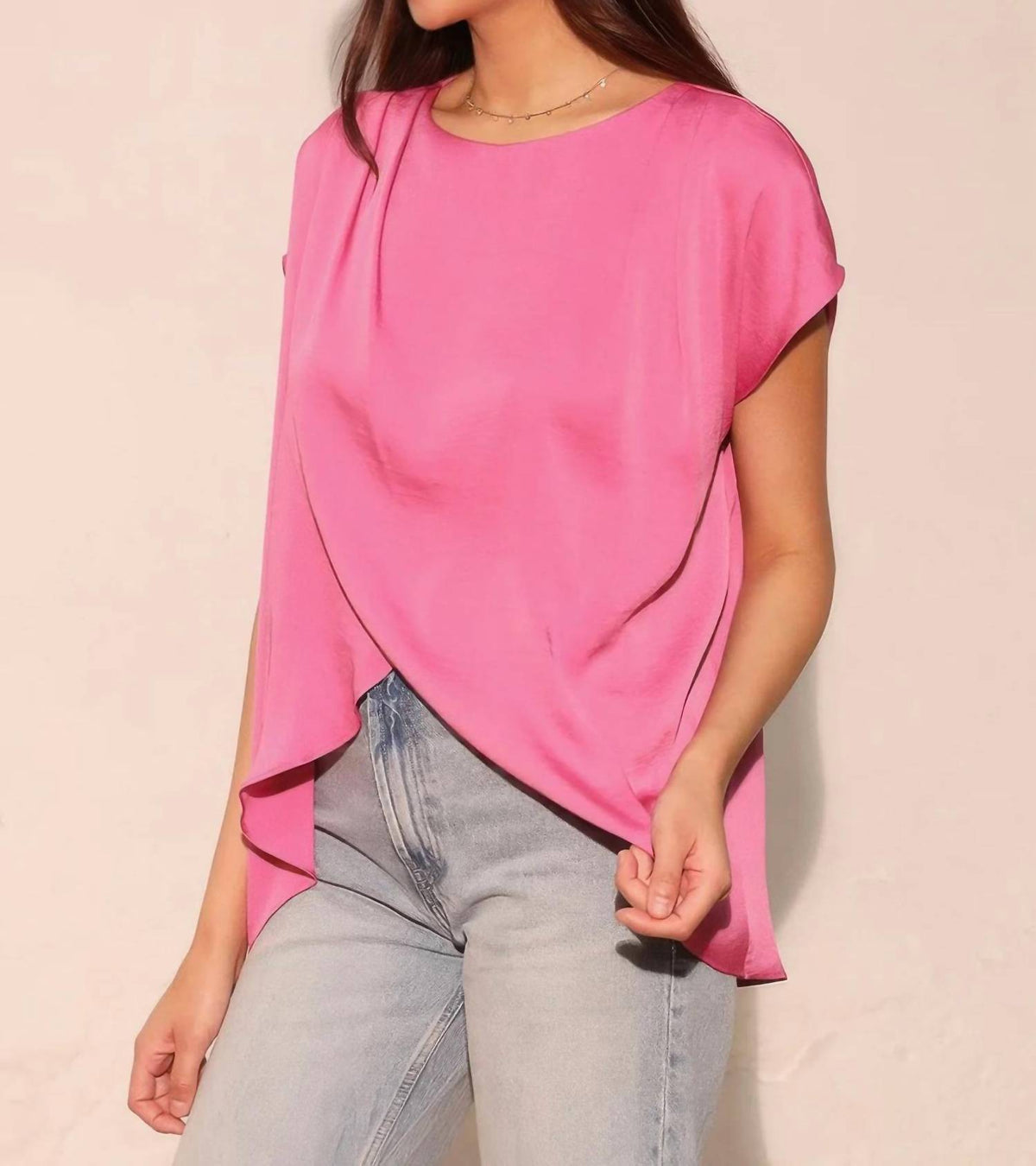 Tyche - Washed Poly Silk Tulip Tunic Top