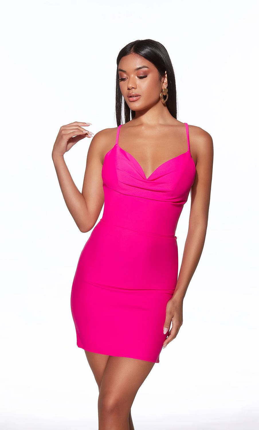 Alyce Paris - Cowl Neck Short Dress