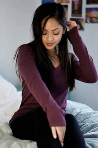 Zenana - V Neck Long Sleeve Top