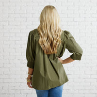 Caryn Lawn - Holly Bow 1/4 Sleeve Top