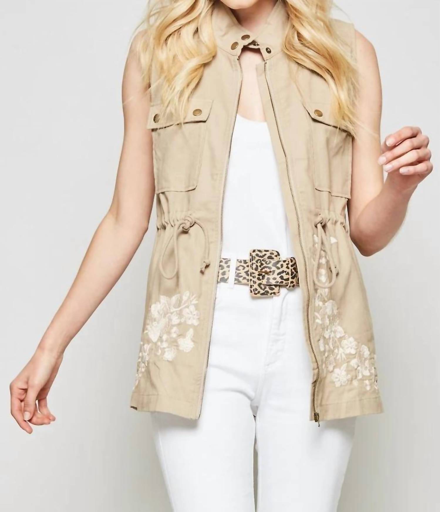 Andree By Unit - Linen Vest With Embroidered Details