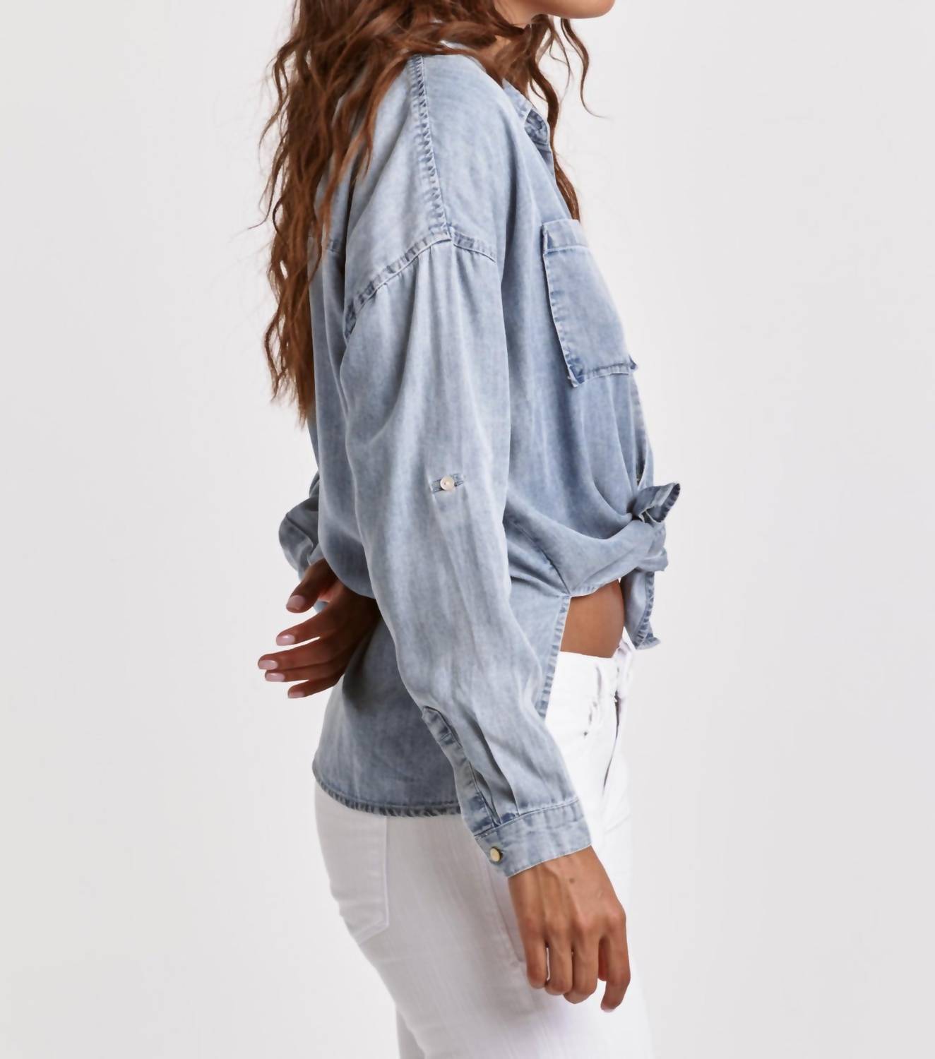 DEAR JOHN DENIM Arianna Top in independence blue 1 - women's t-shirt - detail view