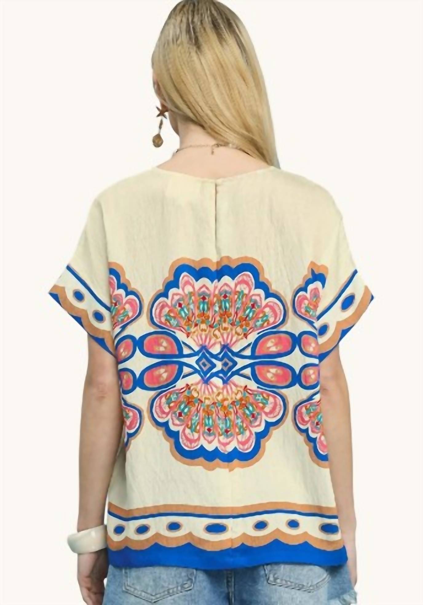 Umgee - Mix Medallion Print Short Sleeve Top