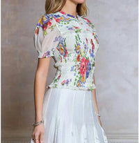 Current Air - Floral Print Split Neck Top