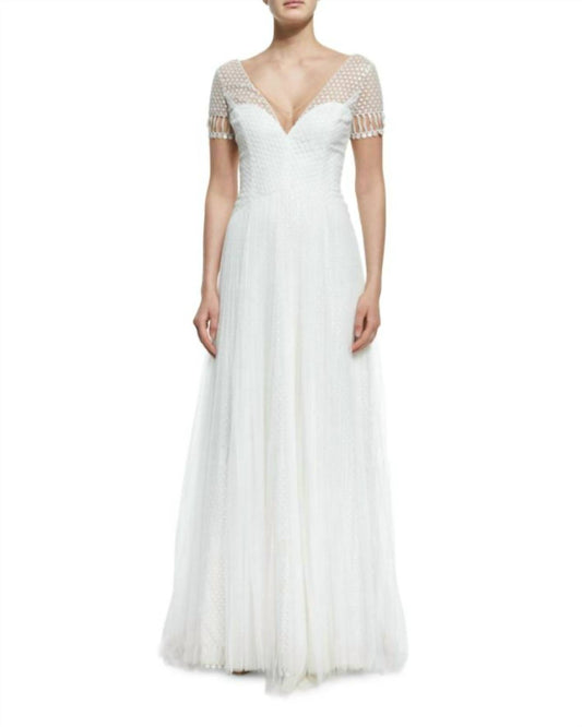 Marchesa - Sequin Lace Tulle Pleated A Line Wedding Dress