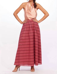 Eva Franco - Golden Cranberry Stripes Maxi Skirt