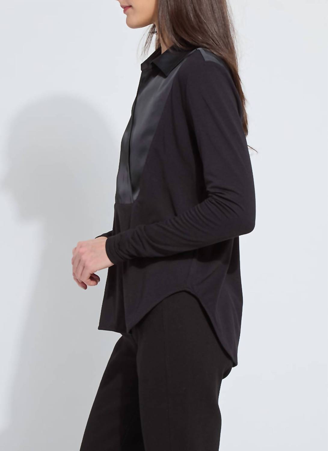 Lysse - Pietra Shirt Collar Mix Media Top