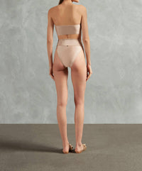 ADRIANA DEGREAS Reseau High Leg Bandeau Bikini in beige - women's swimwear - detail view