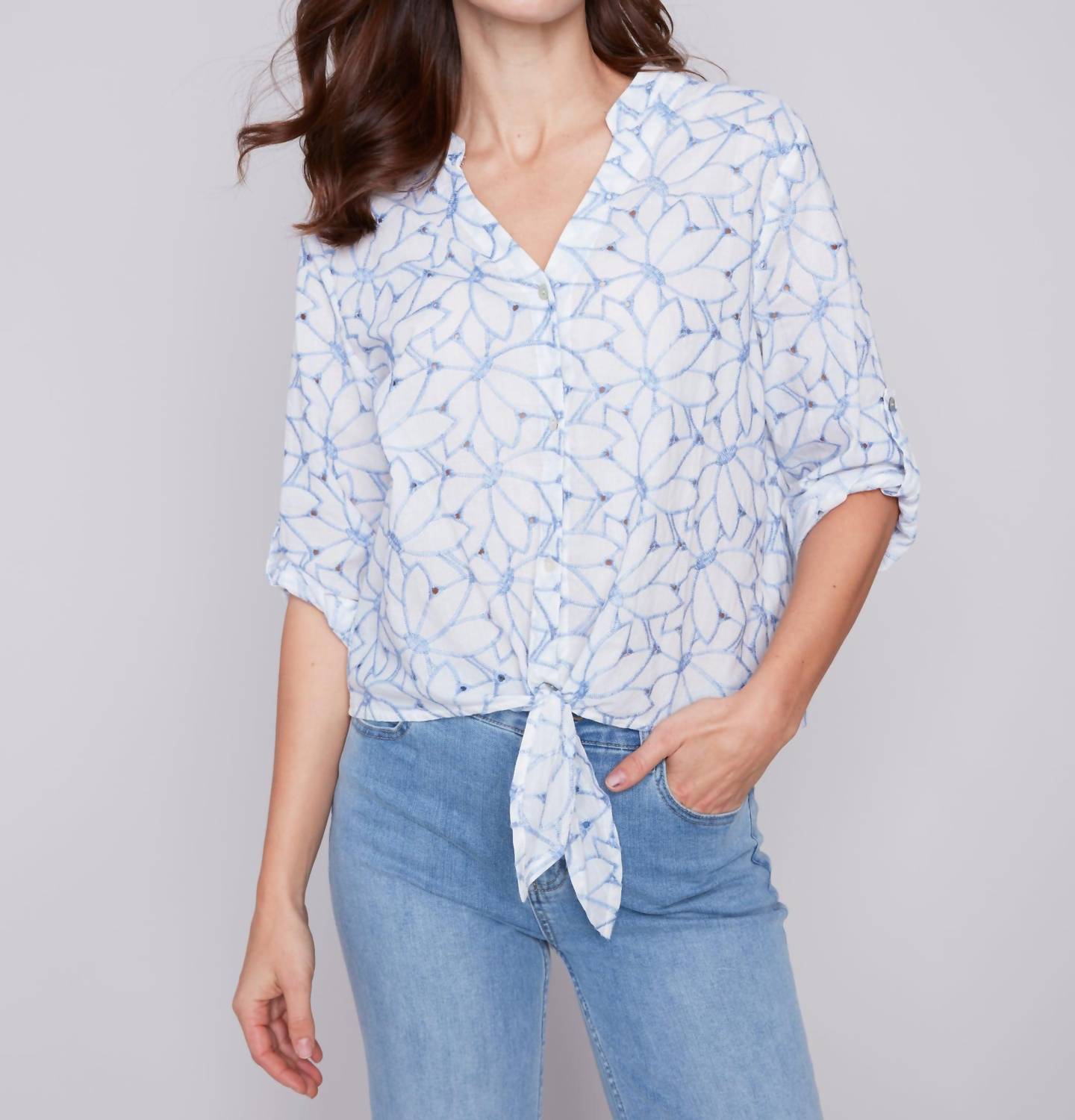 Charlie B - Button And Knot Long Sleeve Shirt