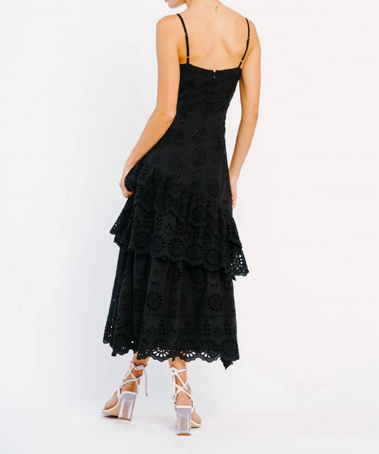 Ciebon - Gudrun Embroidered Tiered Strappy Maxi Dress