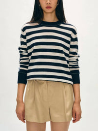 White + Warren - Cashmere Mixed Stripe Crew