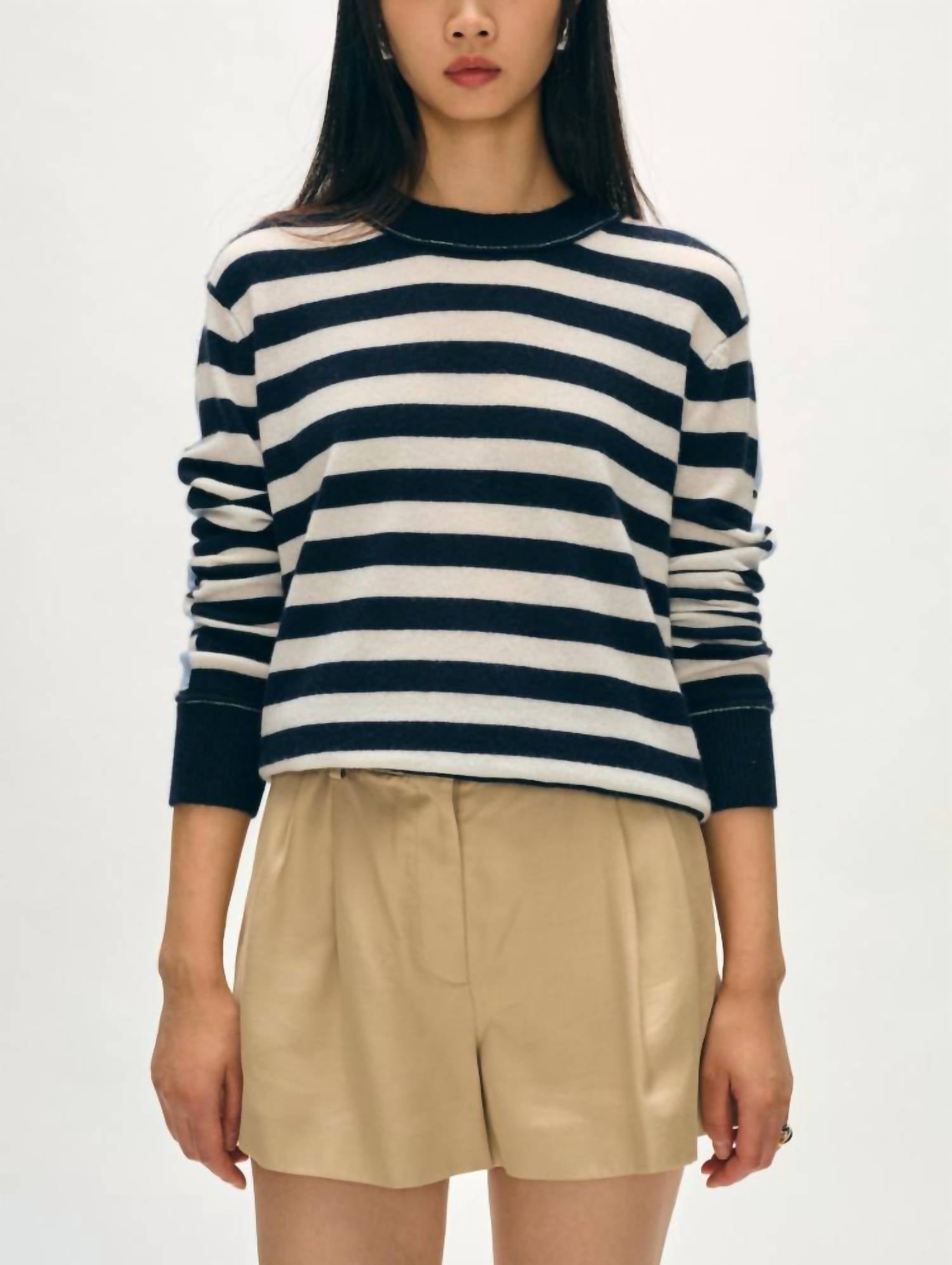 White + Warren - Cashmere Mixed Stripe Crew
