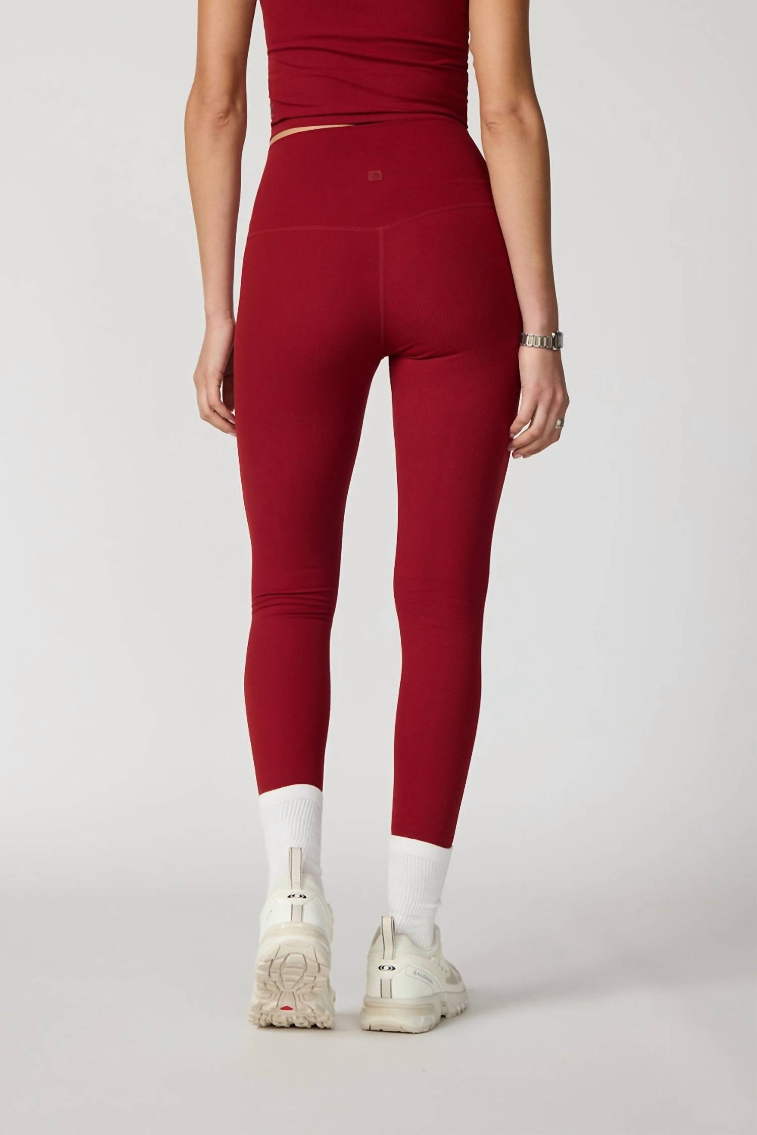 MPG Sport Ribbed Leggings in merlot - women's pants - alternate view