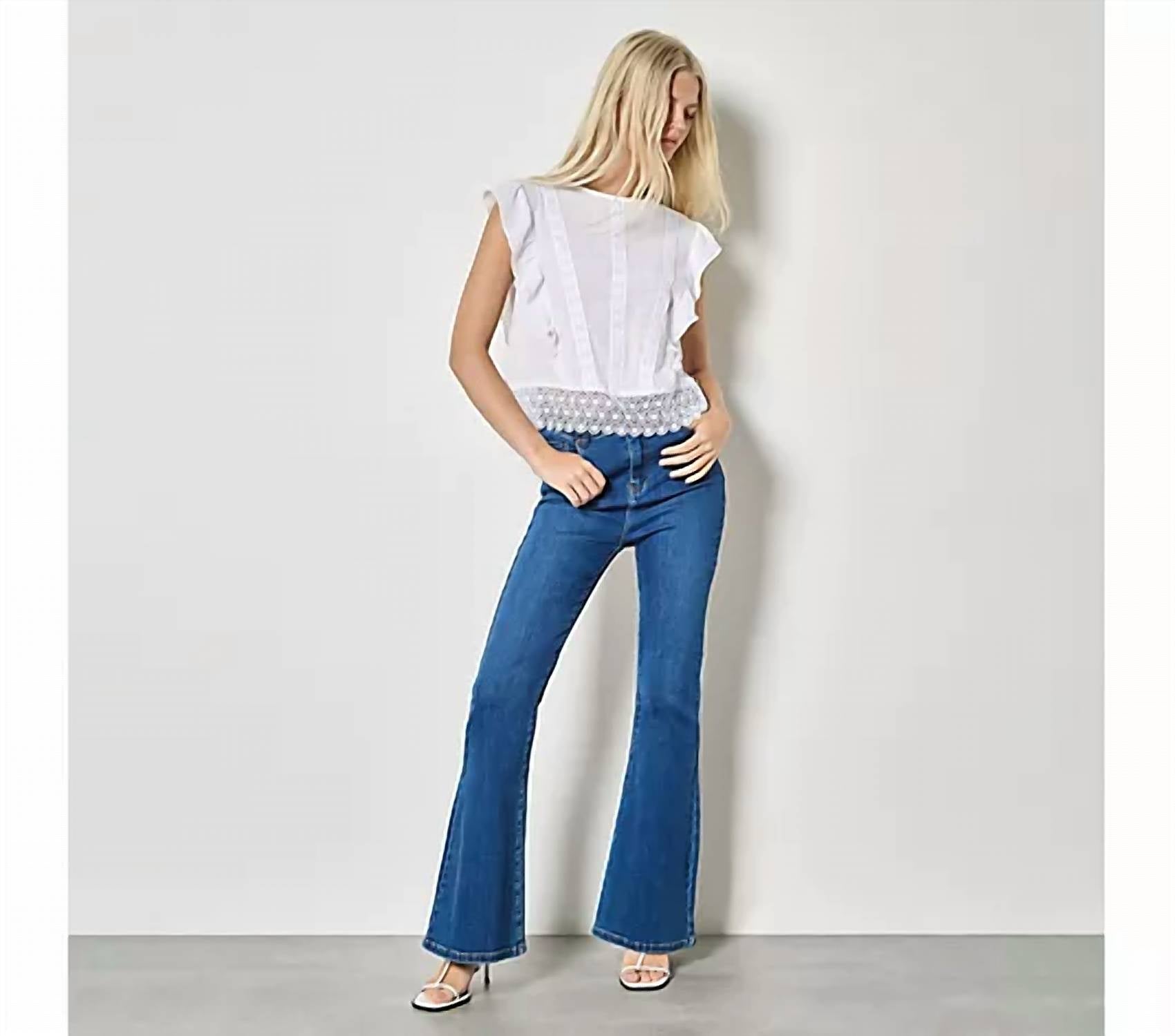 Apricot - Lace Trim Frill Edge Top