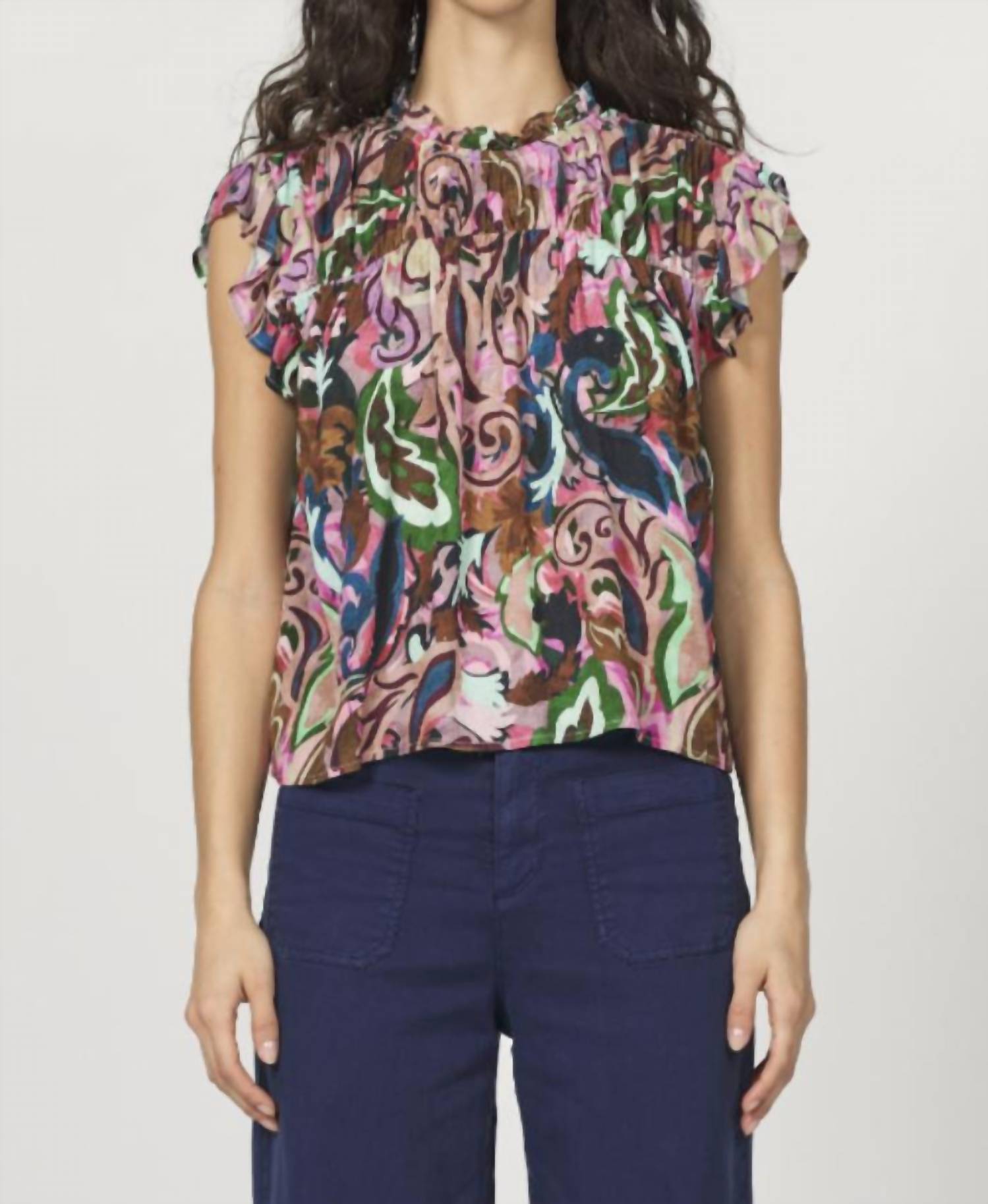 Another Love Camryn Ruffled Top in twilight paisley - women's blouse