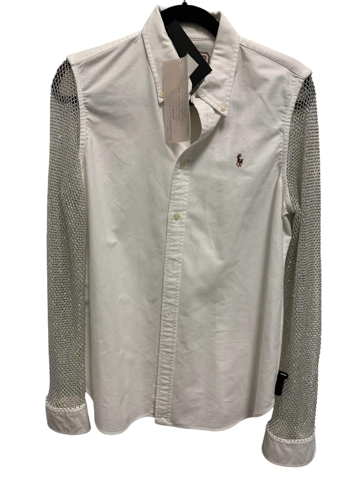 Opd New York - Women's Long Sleeve Button Down Polo Shirt With Crystal Sleeves