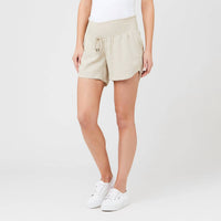 Ripe Indi Shirred Linen Short in natural - women's shorts - alternate view