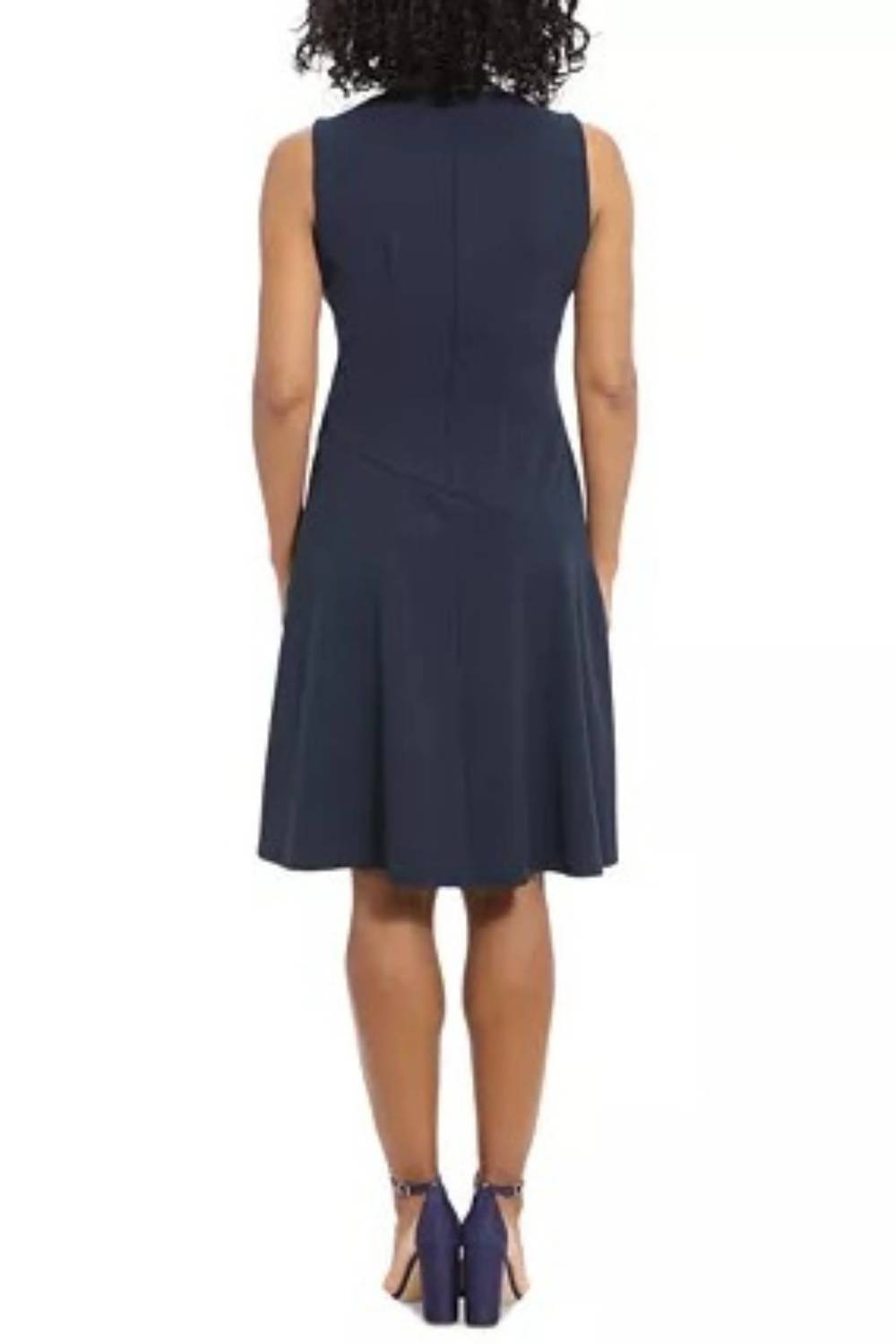 London Times - Sleeveless Asymmetrical Detail Midi Dress