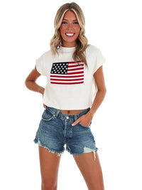 Le Lis - Freedom Found Boxy Short Sleeve Sweater
