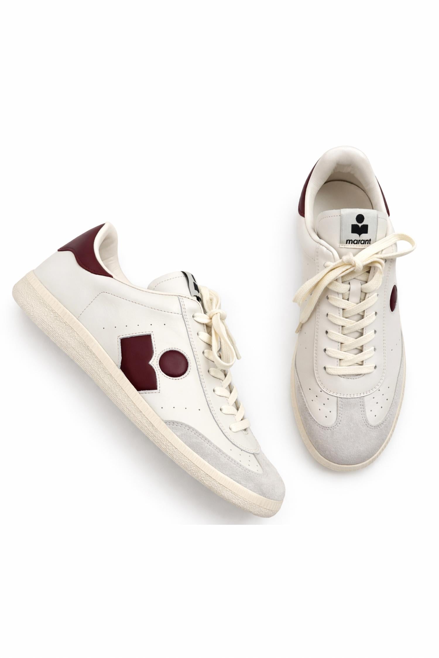ISABEL MARANT Women's Bryce Sneaker in ecru burgundy - women's sneaker - alternate view