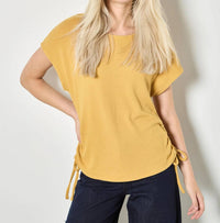 Apricot - Summer Waffle Side Ruched Tee
