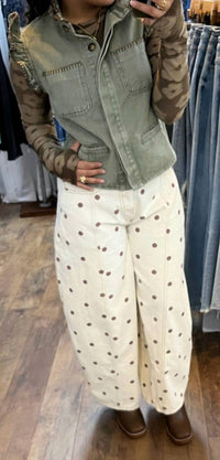 Peach Love - Polka Dot Gypsy Fit Wide Leg Pant