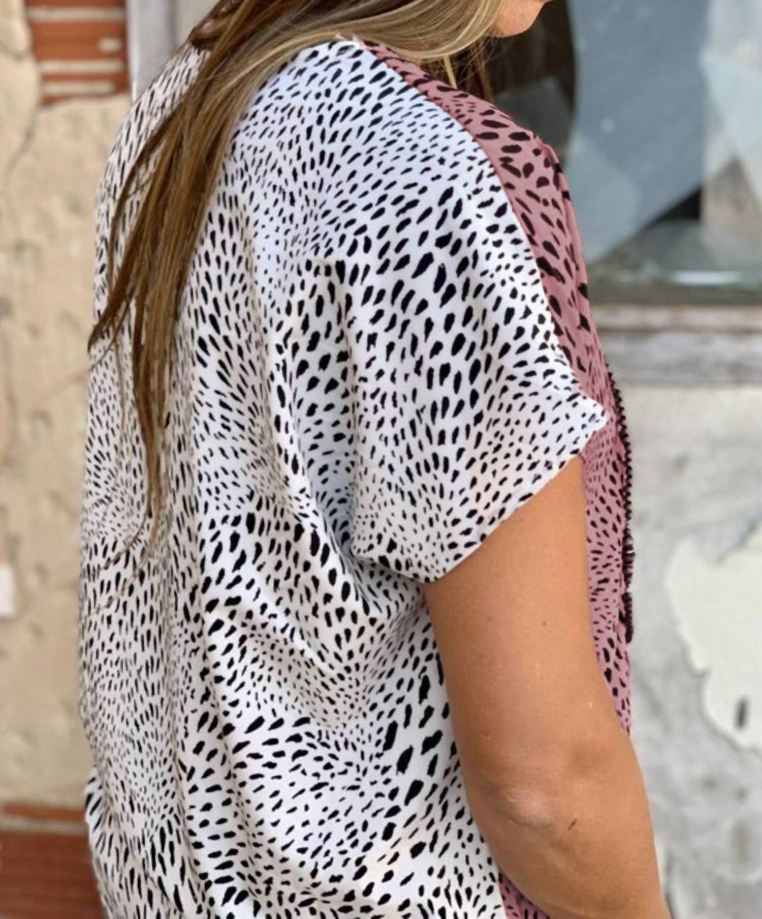 Blank - Color Block Printed Blouse - Plus