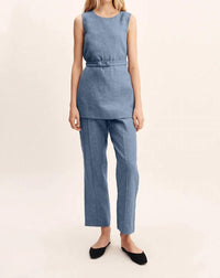 POSSE Thea Sleeveless Tunic in steel blue - women's shirt - detail view