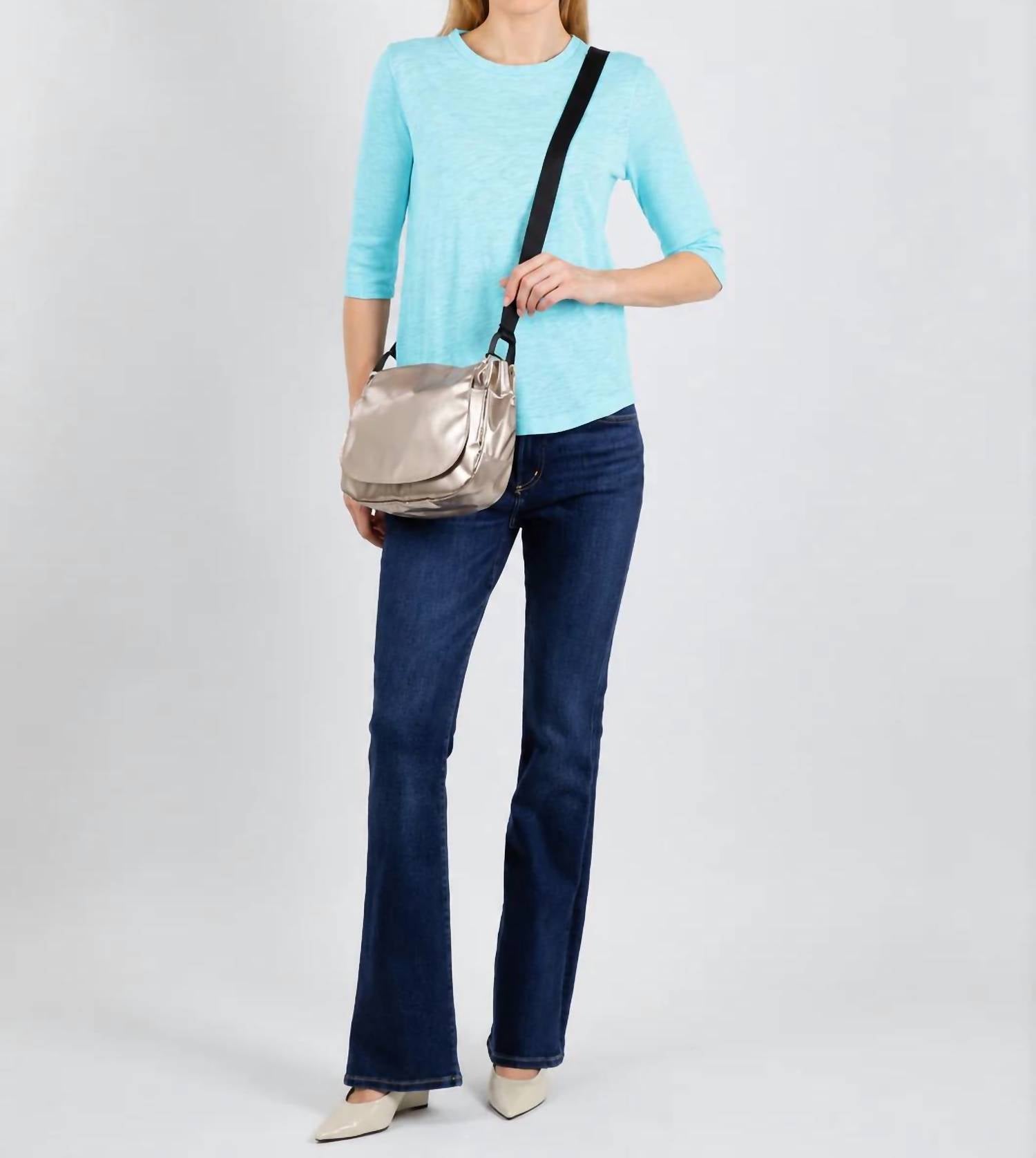 Elliott Lauren - Caroline Crewneck Tee With Rib Sleeve And Gusset