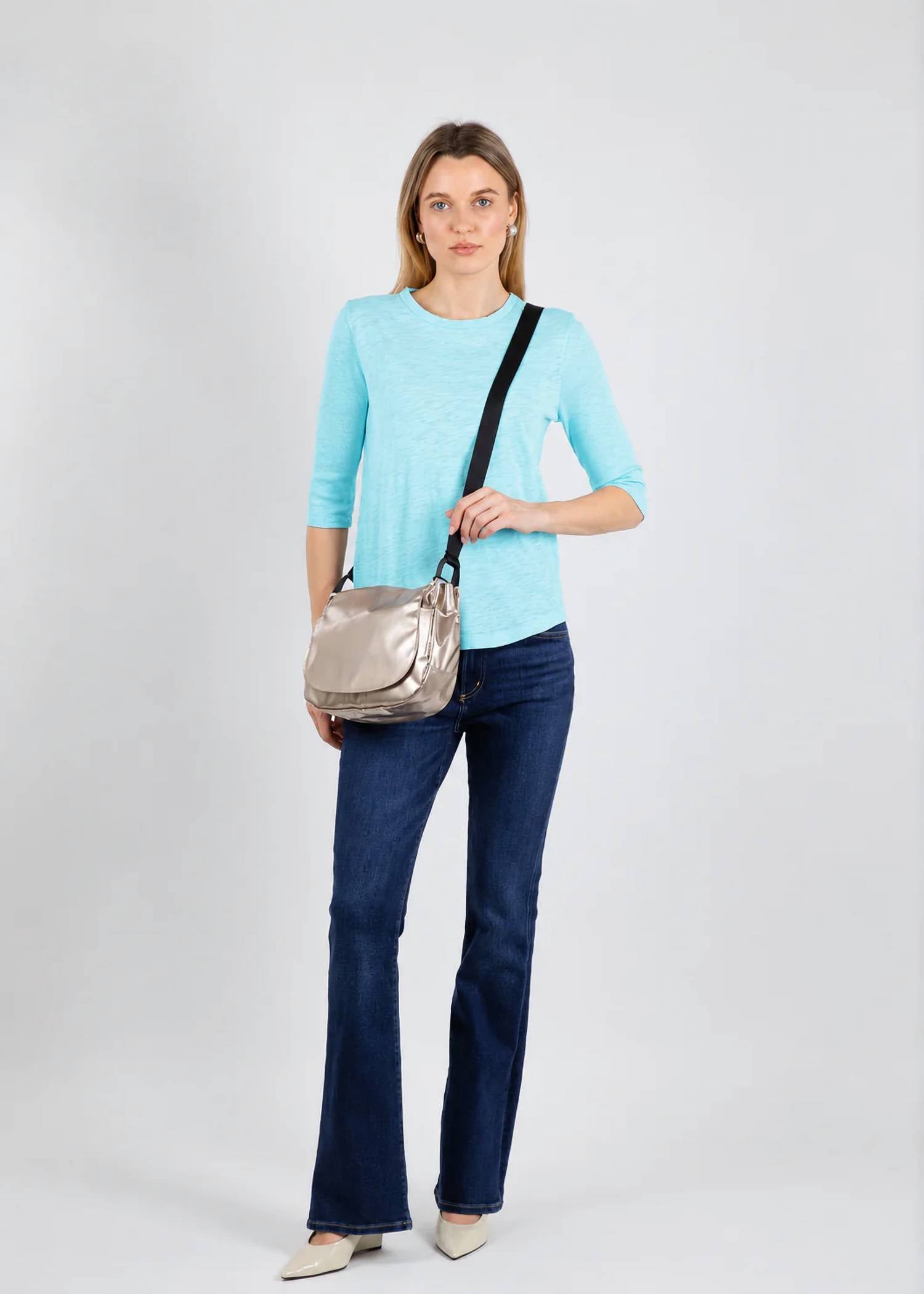 Elliott Lauren - Caroline Crewneck Tee With Rib Sleeve And Gusset