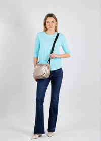 Elliott Lauren - Caroline Crewneck Tee With Rib Sleeve And Gusset