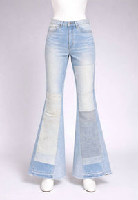Amiri Women's Reconstructed Flare Jeans in multi indigo - women's jeans