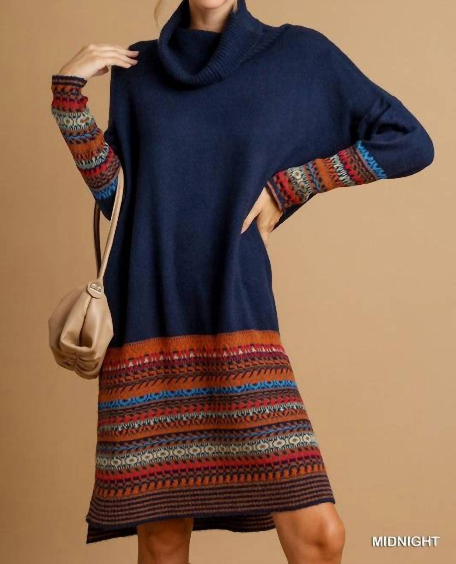 Style U - Giselle Fair Isle Turtleneck Knit Dress
