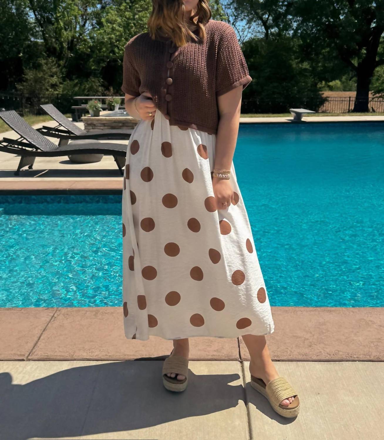 Blu Pepper - Timeless Charm Polka Dot Midi Dress