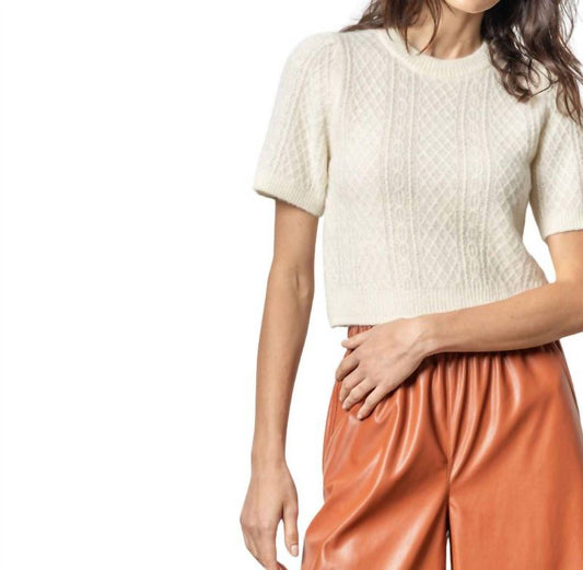 Lilla P - Cropped Cable Sweater Ivory F24