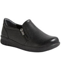 Ziera Women's Senan Casual Flat Shoe in black tumble leather - women's flats