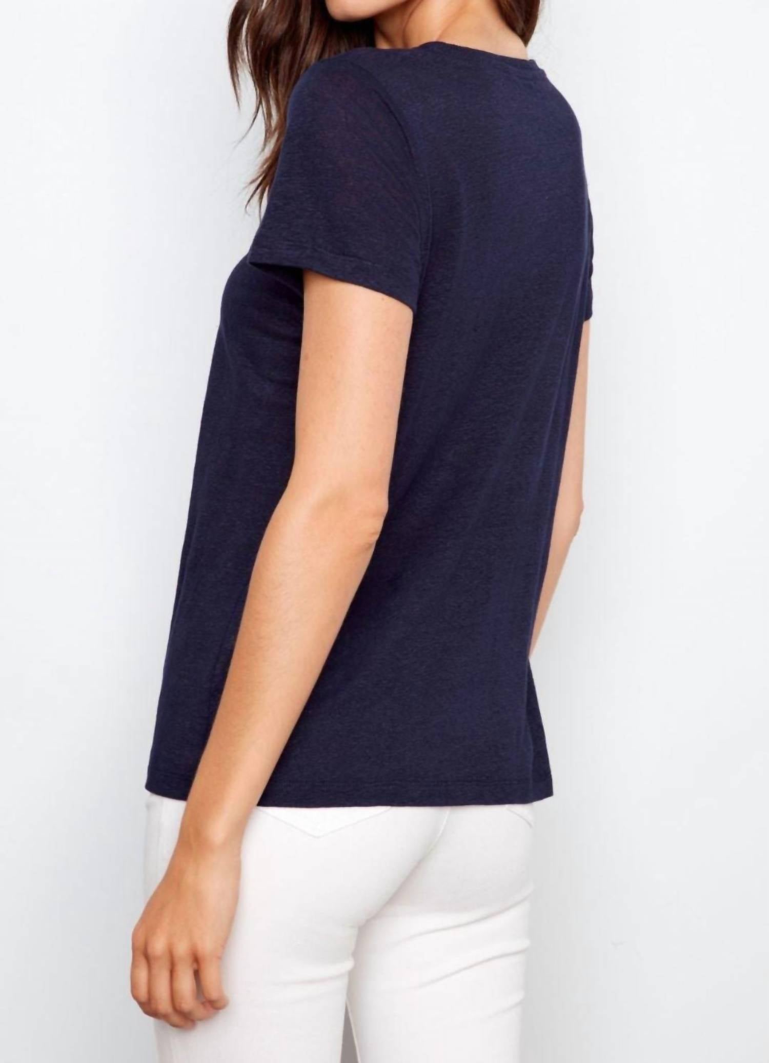 Charlie B - Linen Blend V Neck Tee
