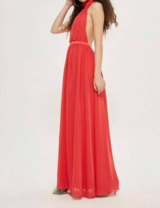 Topshop - Ruched Halter Backless Chiffon Prom Dress