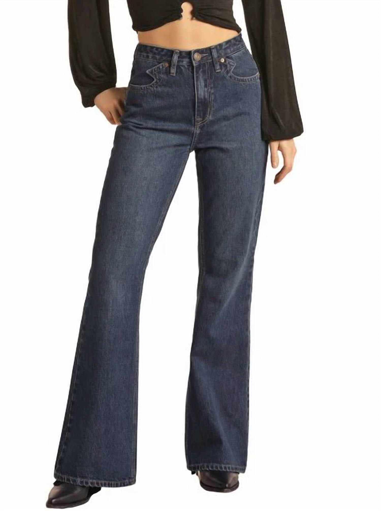 Rock & Roll Denim - Yoke Detail High Rise Flare Jeans