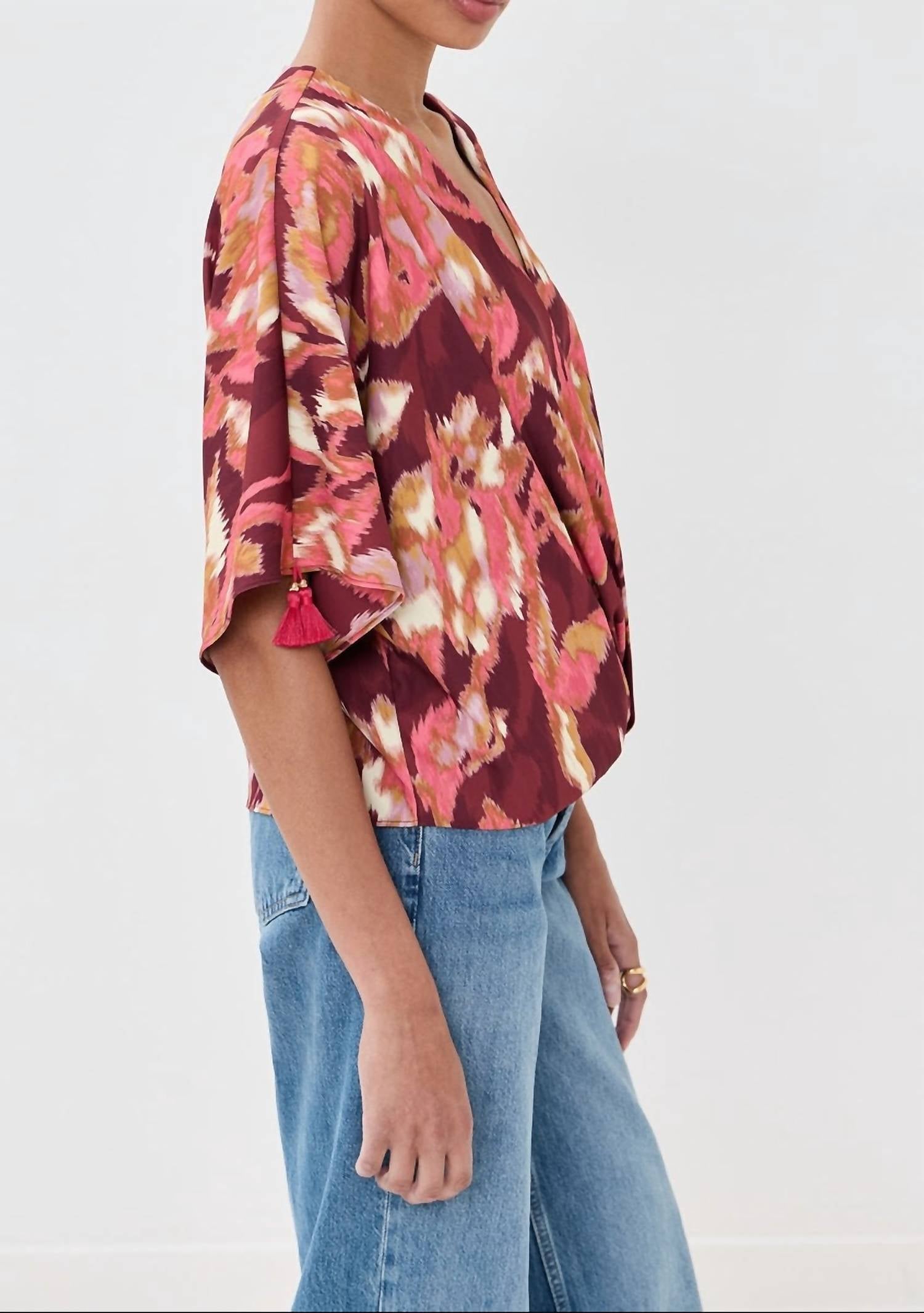 Figue - Short Sleeve Drape Front Blouse