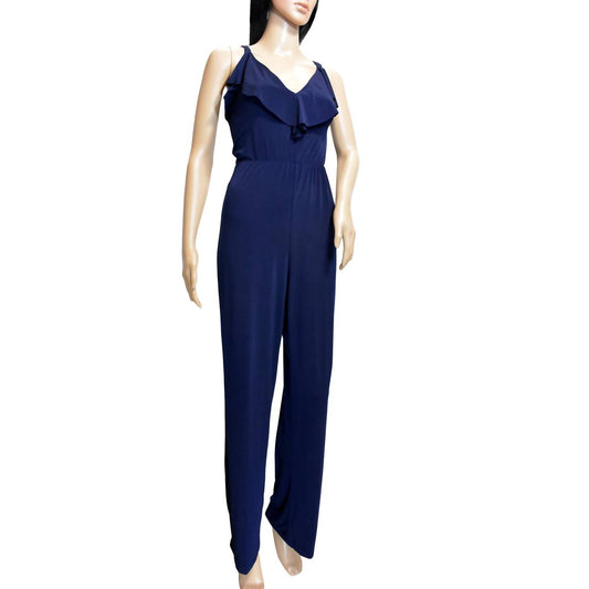 Women Ruffle Trim V-Neck Sleeveless Jumpsuit