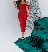 One and Only Collective Off Should Midi Dress in red - women's dress